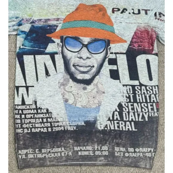 Just Cavalli Rare Mos Def Yasiin Bey‎ 100% Wool Long Sleeve Sweater Size Medium